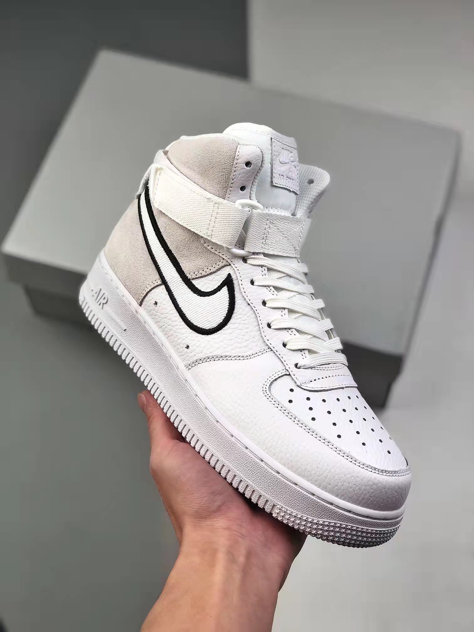 Nike Air Force 1 High White Vast Grey Black AO2442-100 - Premium Sneakers for Men