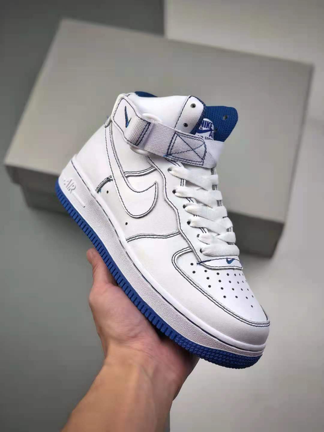 Nike Air Force 1 High White Royal Blue Contrast Stitch CV1753-101 - Fresh & Stylish Sneakers