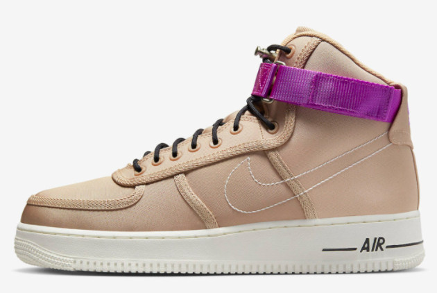 Nike Air Force 1 High 'Moving Company' Hemp/Fuchsia Dream-Black-Citron Pulse-Sail DV0790-200 - Stylish and Sustainable Sneakers